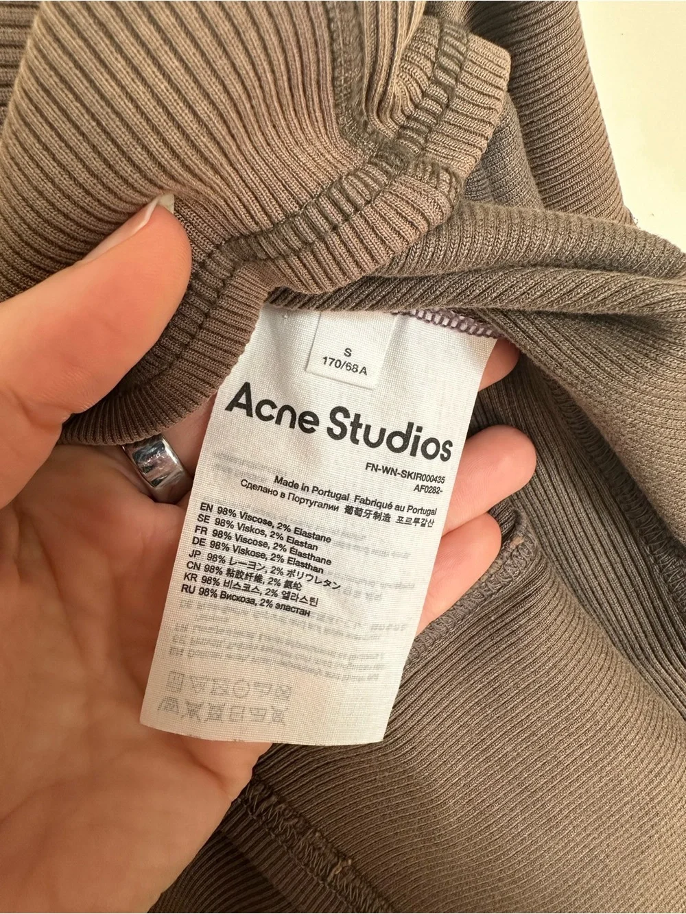 Acne Etty Ribbed Viscose Maxi Skirt with Panel Seams